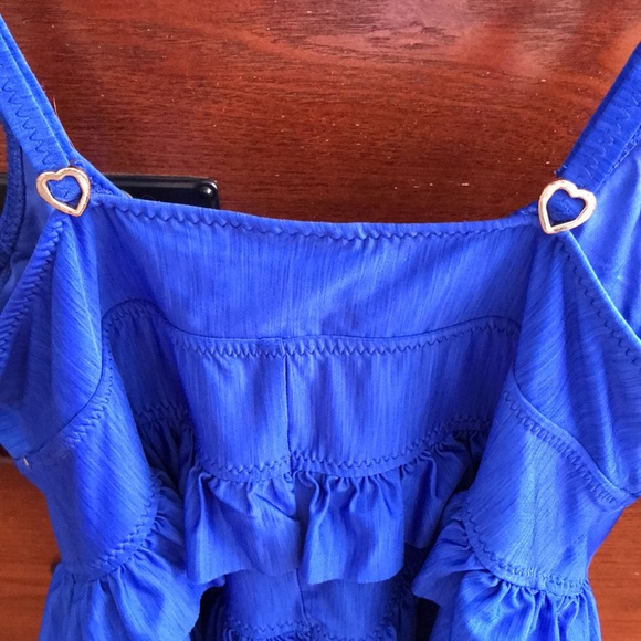 Betsey Johnson Swim Royal Blue Ruffle Two Piece Swimsuit, Size Medium - Picture 6 of 16